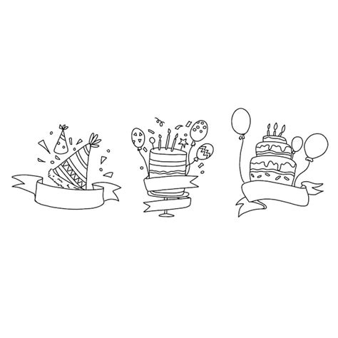 Gelukkige Verjaardag Hand Getrokken Doodle Illustraties Vector Set