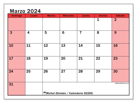 Calendario Marzo Michel Zbinden Es