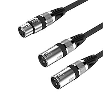 Lolomo XLR Y Splitter 3 Pin XLR 1 Female To 2 Male Mic Combiner Y Cord