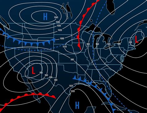 Premium Vector | Forecast weather isobar night map of usa