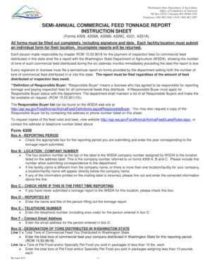 Fillable Online Agr Wa SEMI ANNUAL COMMERCIAL FEED TONNAGE REPORT