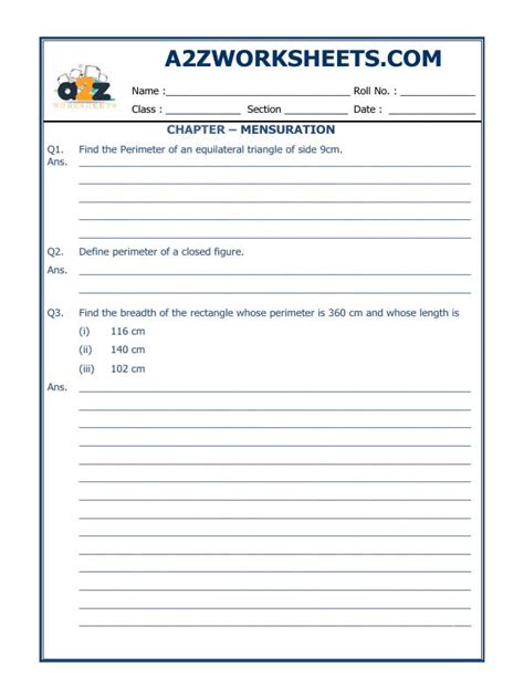 A2Zworksheets Worksheet Of Mensuration 05 Geometry Maths