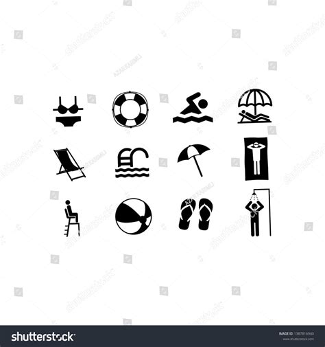 Swimming Pool Silhouette Set Vector On Stock Vector Royalty Free