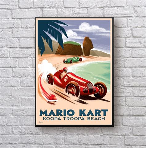 Mario kart retro poster video game poster poster cover Game | Etsy