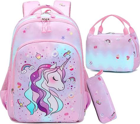 Unicorn Backpack For Girls School Backpack For Girls Unicorn Bookbag School Bag Set For