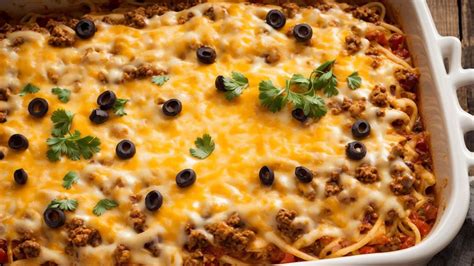 Satisfy Your Cravings With This Creamy Taco Spaghetti Casserole