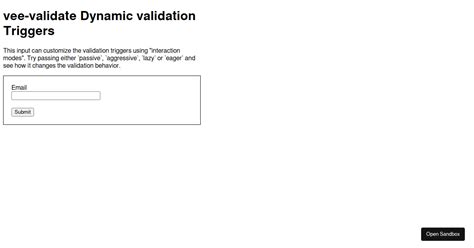 Vee Validate V4 Dynamic Validation Triggers Codesandbox