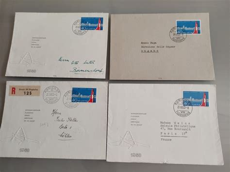 1953 Nr 313 4x Enveloppe Zürich Flughafen 100 Kaufen auf Ricardo