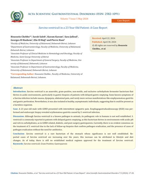 Pdf Sarcina Ventriculi In A Year Old Patient A Case Report Case