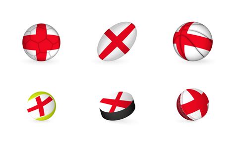 Sports equipment with flag of England. Sports icon set. 11435455 Vector ...