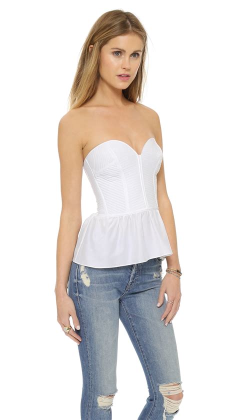 Parker Silk Strapless Bustier Top In White Lyst