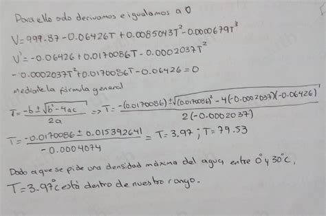 Solved Entre 0°c Y 30°c El Volumen V En Centímetros Cúbicos De 1