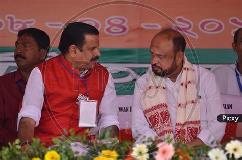 Image Of Assam Bjp Leaders On Stage During An Election Campaign Rally