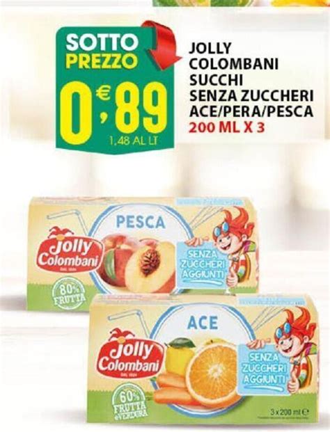 Jolly Colombani Succhi Senza Zuccheri Ace Pera Pesca 200 Ml X 3