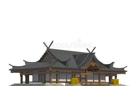 Japanese House Isolated on White Background 3d Illustration Stock ...