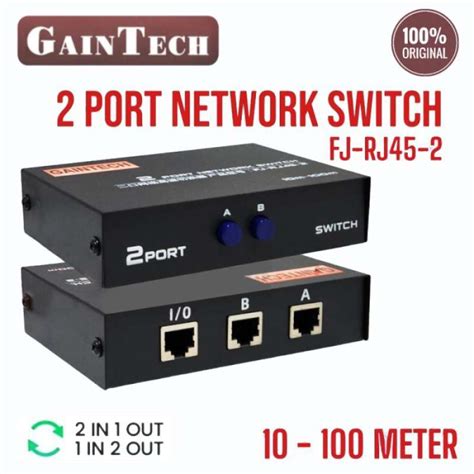 Promo Gaintech Manual Switch HUB LAN RJ45 2 Port FJ RJ45 2 Diskon 9 Di