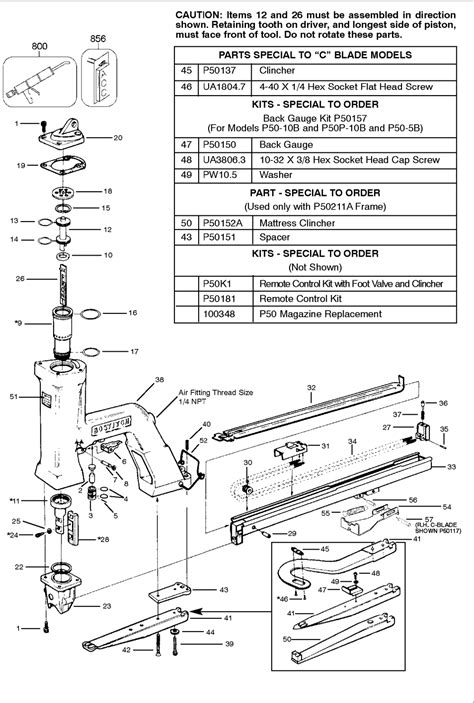 Bostitch P50 Parts List Bostitch P50 Repair Parts OEM Parts With