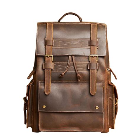 Leather Open Top Backpack Au