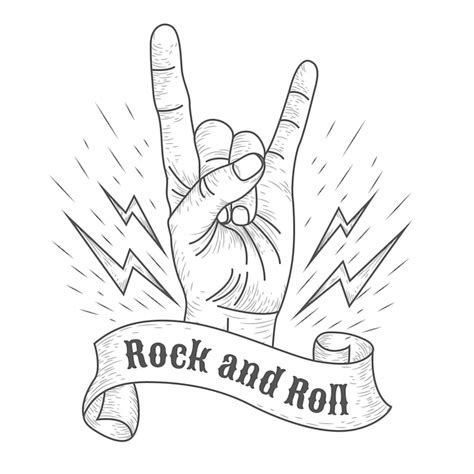 Ilustração de mão desenhada de rock and roll Vetor Grátis