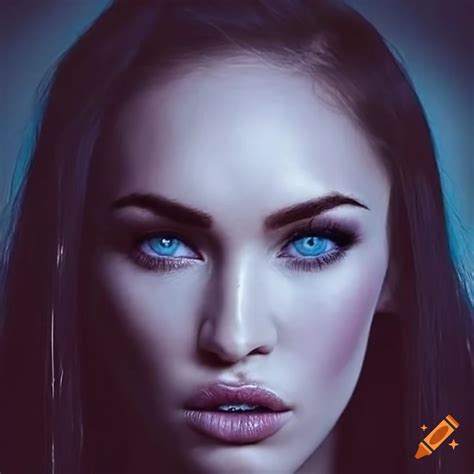 Portrait Of Megan Fox With Captivating Blue Eyes On Craiyon