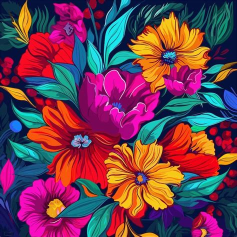 Premium Vector Seamless Floral Pattern With Colorful Flowers Nature