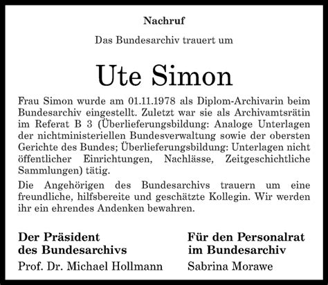 Traueranzeigen Von Ute Simon Rz Trauer De