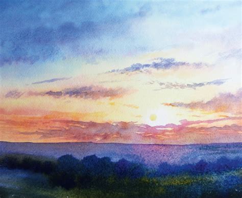 How to paint a sunrise and sunset | Watercolor sunrise, Sunrise ...