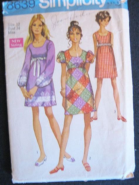 Simplicity Misses Empire Waist Dress Pattern Copyright Etsy