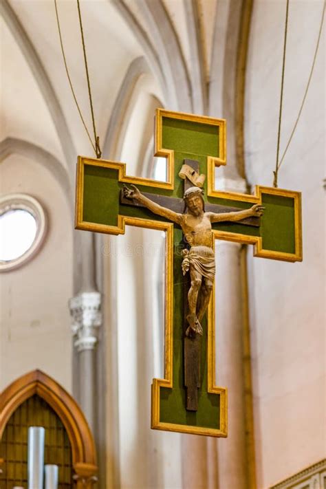 Crucifixion Hanging In The Door Side By Side A Padlock Sealing The