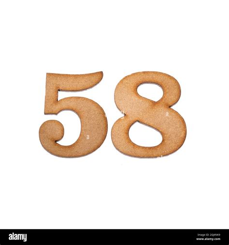 Number Fifty Eight 58 Piece Of Wood Isolated On White Background