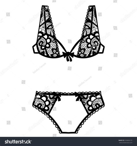 Hand Drawn Lingerie Panty Bra Set vector de stock libre de regalías