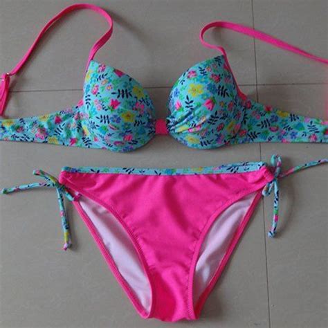 56 OFF Elegant Spaghetti Strap Floral Print Panel Women S Bikini Set