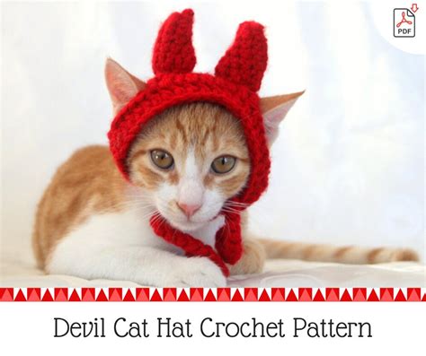 Crochet Pattern Devil Horn Hat Headband For Cats Crochet Etsy