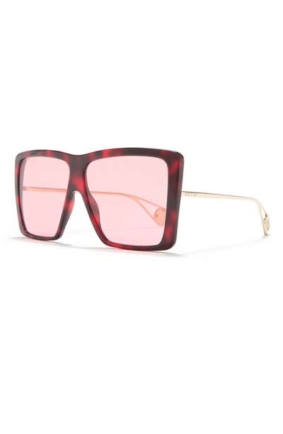 Gucci 61mm Square Sunglasses In Havana Gold Pink Modesens