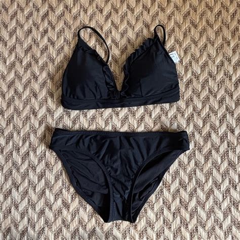J Crew Swim J Crew Sleek Black Bikini Set Poshmark