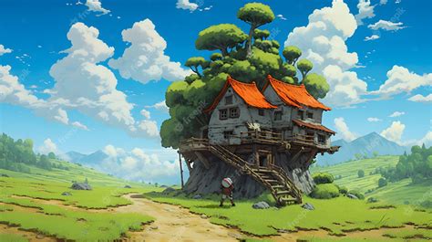 Premium AI Image | Anime Landscape in Studio Ghibli Style