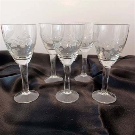 S Aperitif Glasses Cordial Glasses Vintage Aperitif Etched