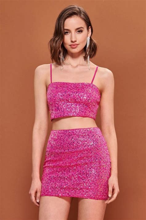 Shein Bae Women S Sequin Shiny Spaghetti Strap Cami Top Slim Fit