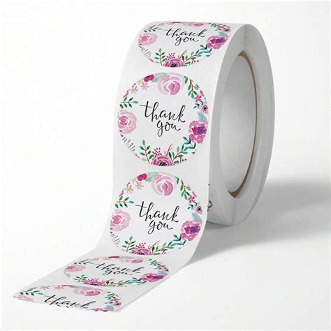 500pcs Floral Pattern Round Thank You Stickers 1 Inch Self Adhesive