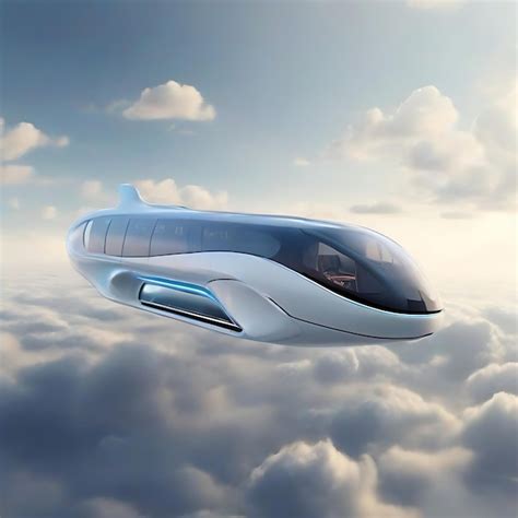 Premium Ai Image A Futuristic Bus Soaring Through The Clouds Ai