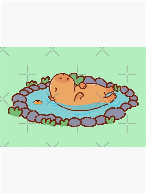 "Capybara swimming in a lake with an orange" Poster for Sale by manydoodles | Redbubble