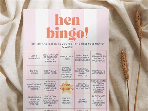 Hen Bingo Hen Party Game Pink Candy Stripe Theme Hens Etsy Uk