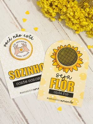 Lembrancinha Setembro Amarelo 30 Cards Semente Girassol