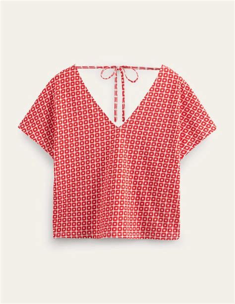 Tie Back Jersey Top Vermillion Cube Boden Uk