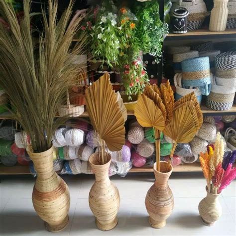 Jual Guci Rotan Cm Vas Rotan Pot Rotan Vas Bunga Rotan Pot Rustic Pot