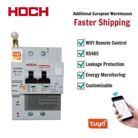 Hoch Zjsbl7 100z Wifi Circuit Breaker Energy Monitoring Remote Control Ewelink App Smart