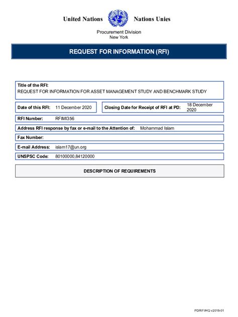 Fillable Online REQUEST FOR INFORMATION FOR ASSET MANAGEMENT STUDY AND