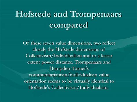 Hofstede And Trompenaars Compared PPT