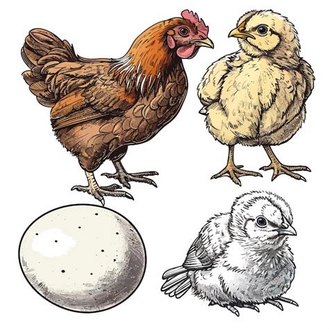 Premium Vector | A drawing of a chicken and eggs by a chicken