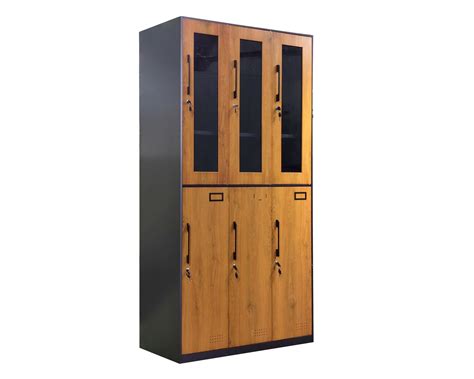 Ofix Swing Door Clothes Locker Cabinet Black Woodgrain